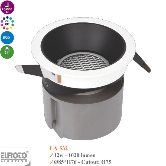 Đèn Spotlight Âm Trần Euroto 7W/12W/18W/30W- LA531/LA532/LA533/LA534