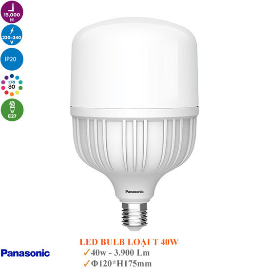Đèn Led Bulb Trụ Panasonic 40W