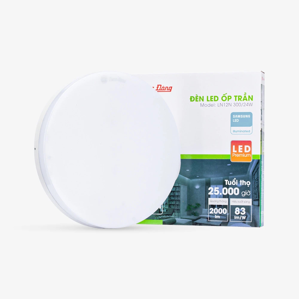 Đèn LED Ốp Trần Tròn LN12N Đế Nhựa RẠNG ĐÔNG
