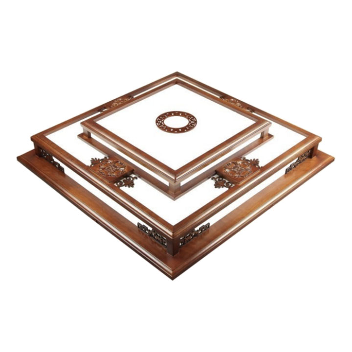 Đèn Mâm Ốp Trần Vuông Gỗ Tự Nhiên Mã SN-6801