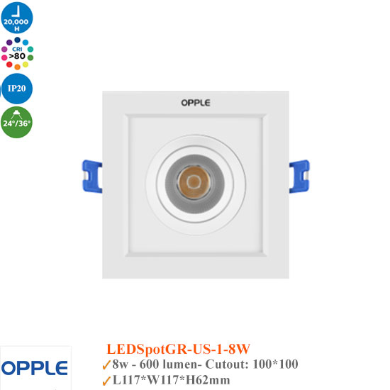 Đèn Spotlight Opple LED Spotlight US Gird 8W