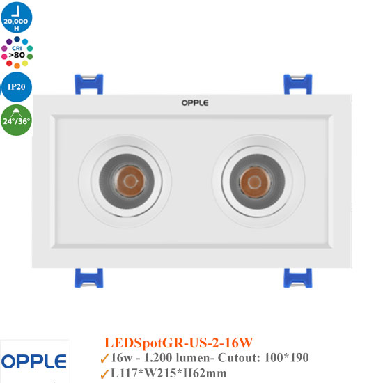 Đèn Spotlight Opple LED Spotlight US Gird 2 16W