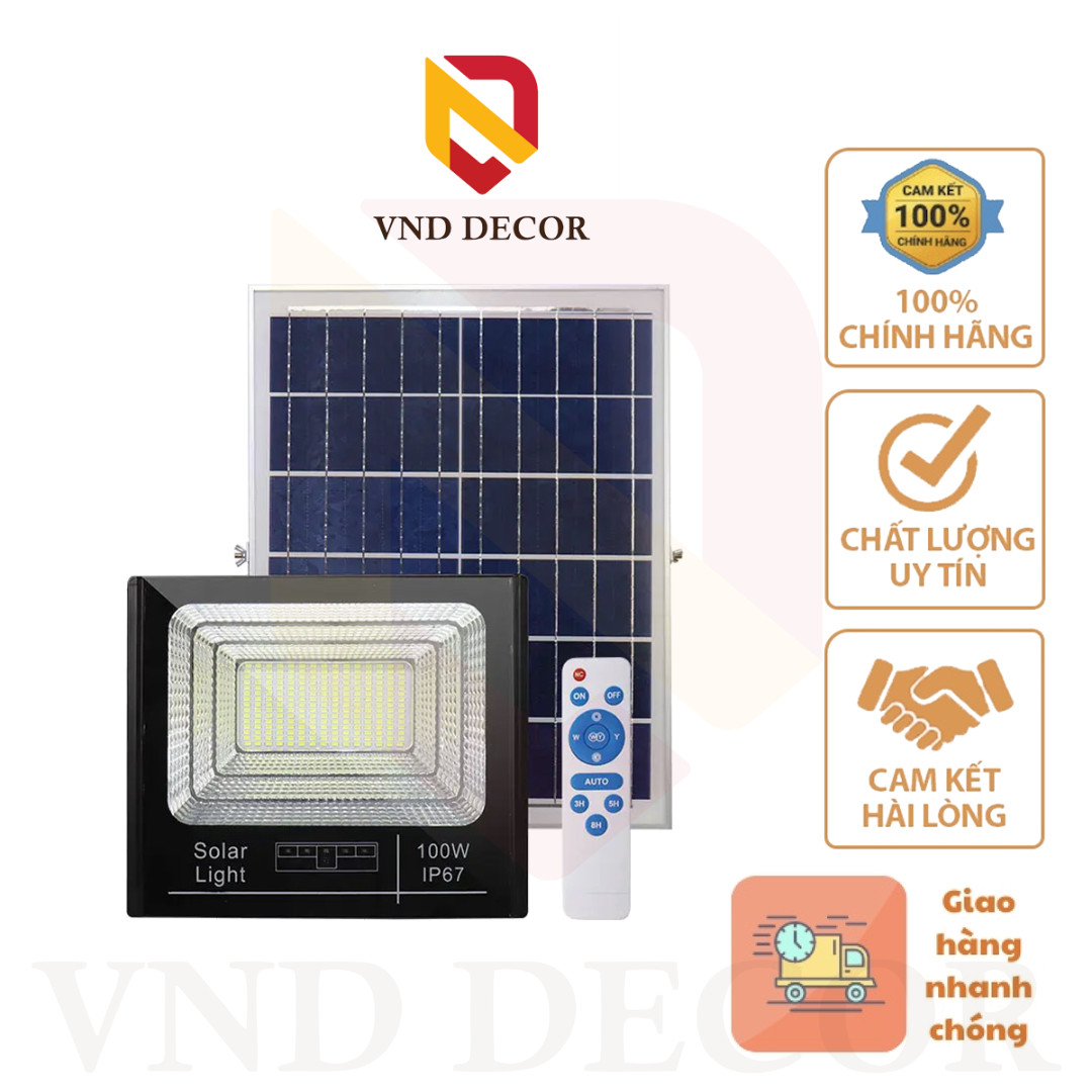 Đèn Led Pha Năng Lượng Mặt Trời 100W Có Báo Pin - SOLAR LIGHT 100W