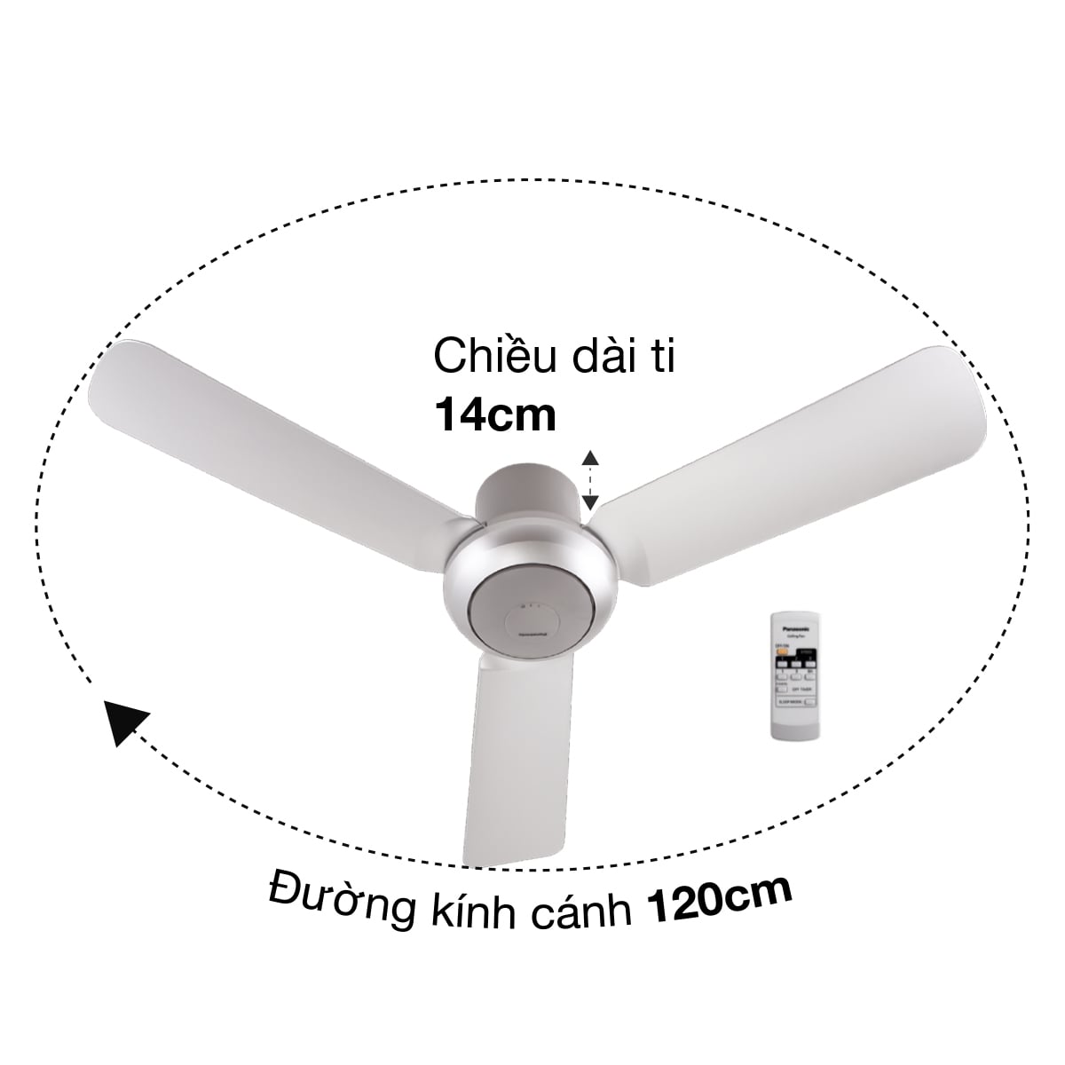 Quạt Trần Panasonic 3 Cánh F-48CZL Có Điều Khiển