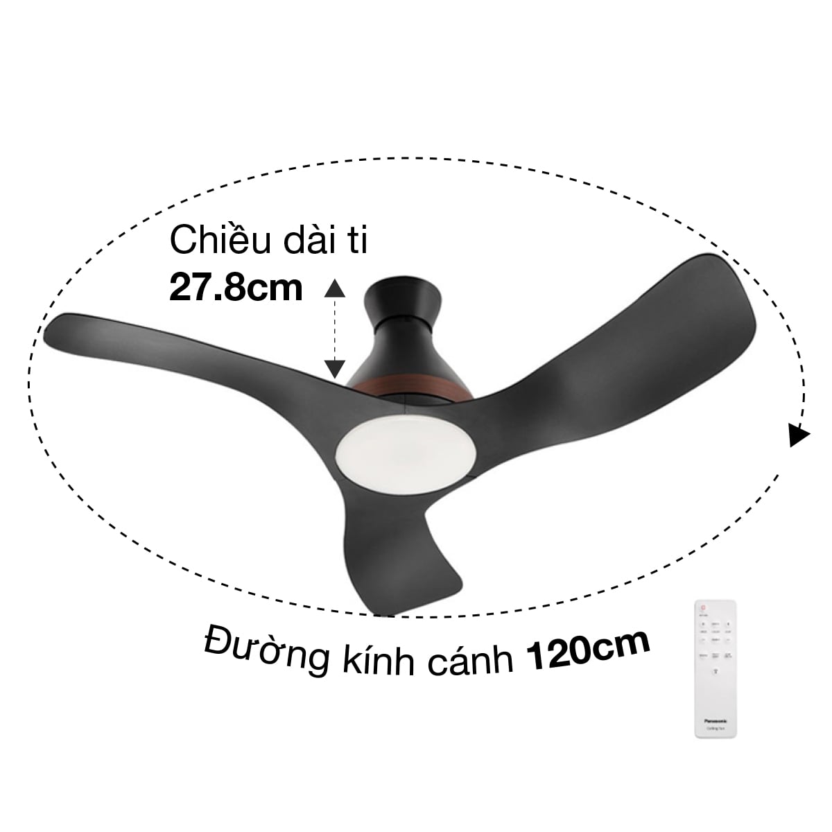 Quạt Trần PANASONIC Thông Minh Wi-Fi 3 Cánh Có Đèn LED - F-48DGL
