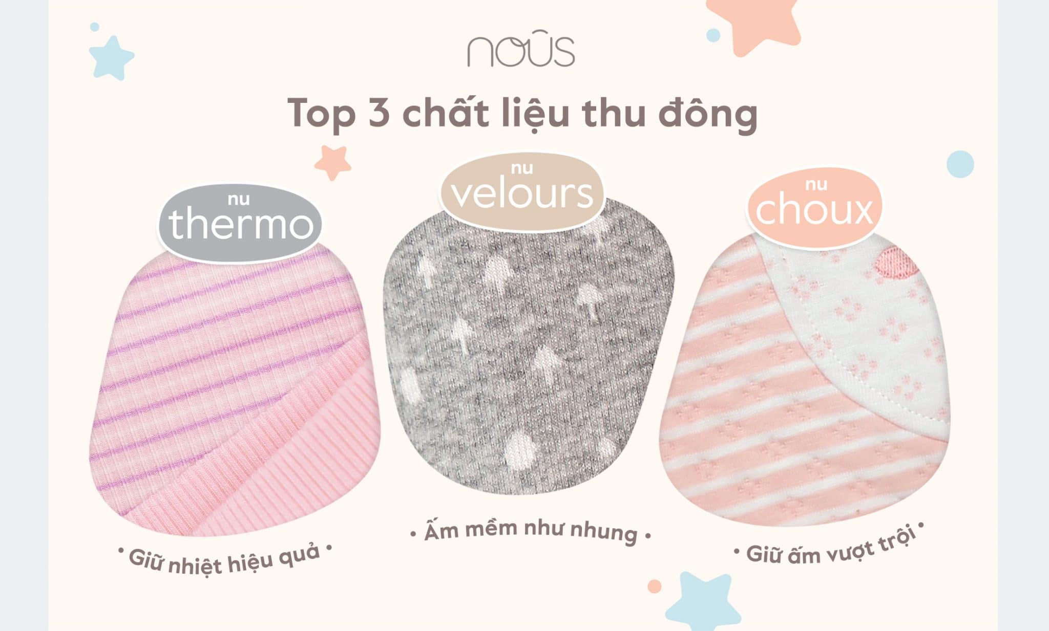 Đồ sơ sinh Nous thu đông: 3 chất liệu giữ bé ấm áp và năng động Đồ sơ sinh Nous thu đông: 3 chất liệu giữ bé ấm áp và năng động