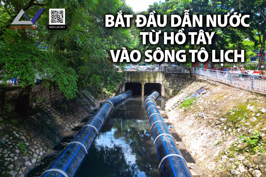 Bắt đầu dẫn nước từ hồ Tây, cá bơi tung tăng trên sông Tô Lịch