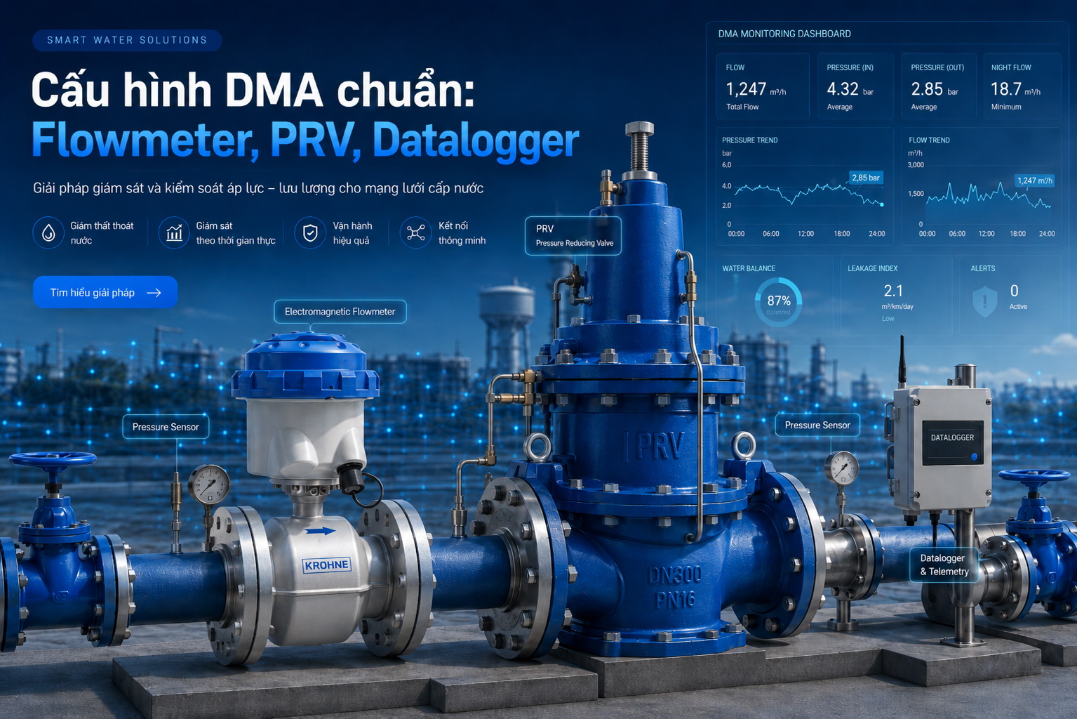Cấu hình DMA chuẩn: Flowmeter, PRV, Datalogger