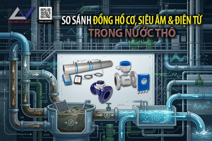Đồng hồ đo nước thô: So sánh cơ – siêu âm – điện từ | Chọn loại tối ưu cho nhà máy nước