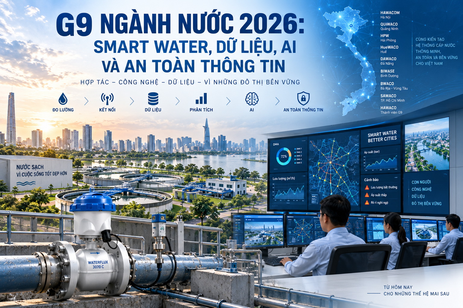 G9 ngành Nước 2026: Smart Water, dữ liệu, AI và an toàn thông tin