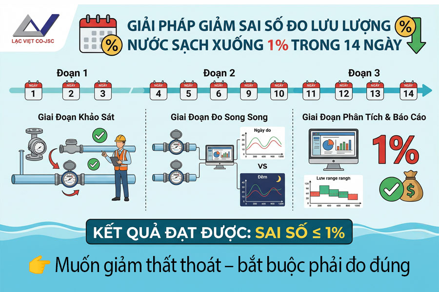 Giảm Sai Số Đo Lưu Lượng Nước Sạch Xuống 1% Trong 14 Ngày