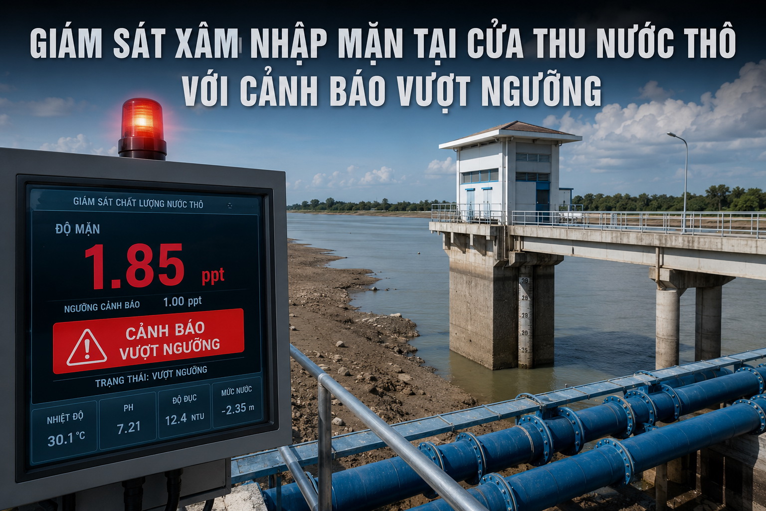 Giám Sát Xâm Nhập Mặn Cho Nhà Máy Nước | Cảnh Báo Sớm