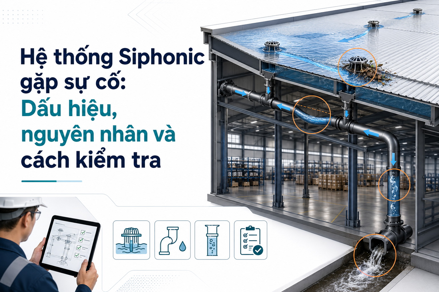 Sự cố hệ thống Siphonic: Dấu hiệu, nguyên nhân và cách kiểm tra