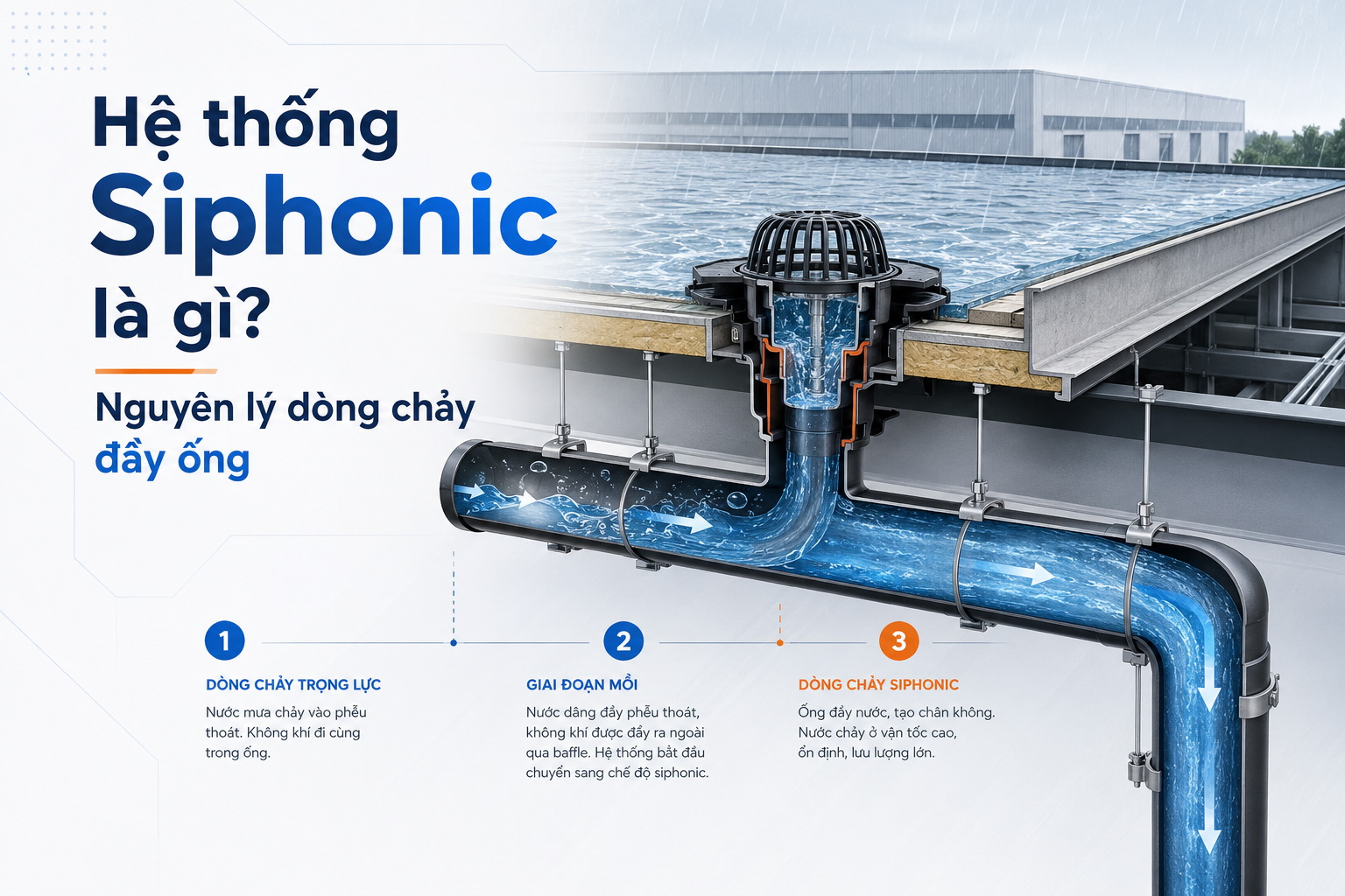 Hệ thống Siphonic là gì? Nguyên lý full-bore, priming và de-priming