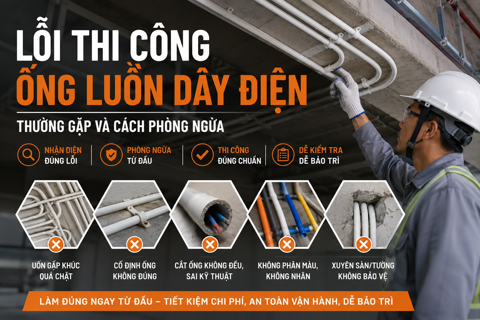 Lỗi Thi Công Ống Luồn Dây Điện Thường Gặp Và Cách Phòng Ngừa