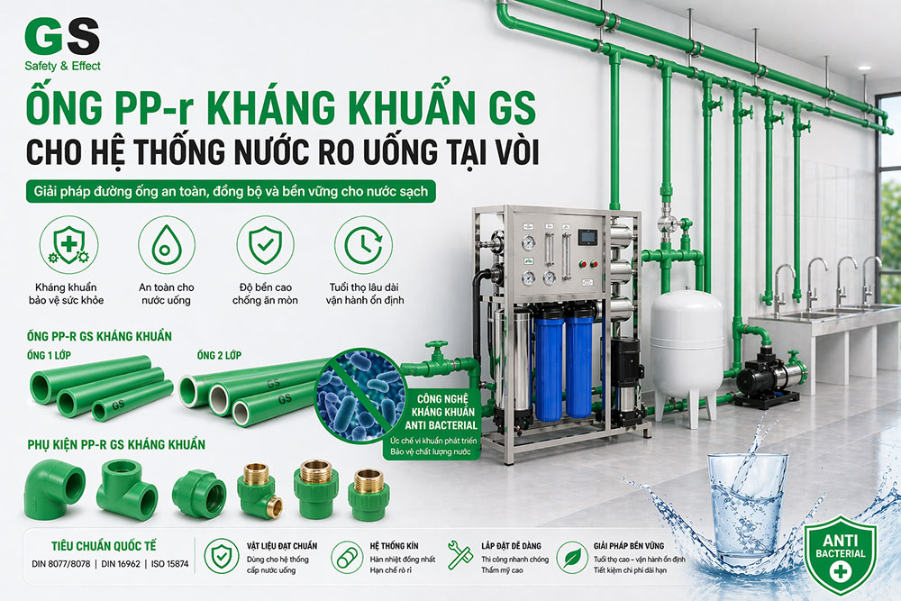 Ống PP-r kháng khuẩn GS cho nước RO uống tại vòi