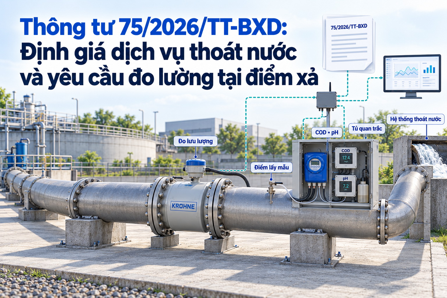 Thông tư 75/2026/TT-BXD: Giá thoát nước và hệ số K