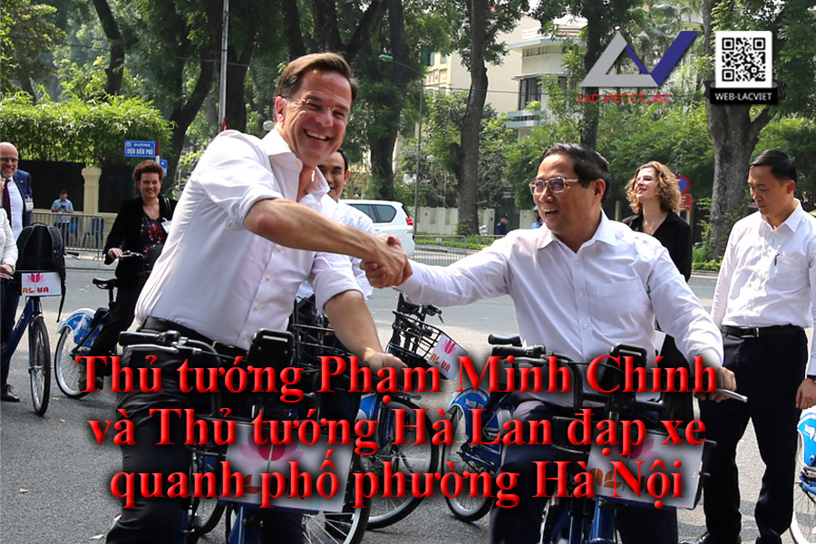 Thủ tướng Phạm Minh Chính và Thủ tướng Hà Lan đạp xe quanh phố phường Hà Nội