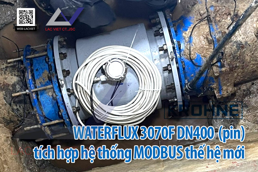 Đồng hồ điện từ Waterflux 3070F DN400 tích hợp hệ thống Modbus