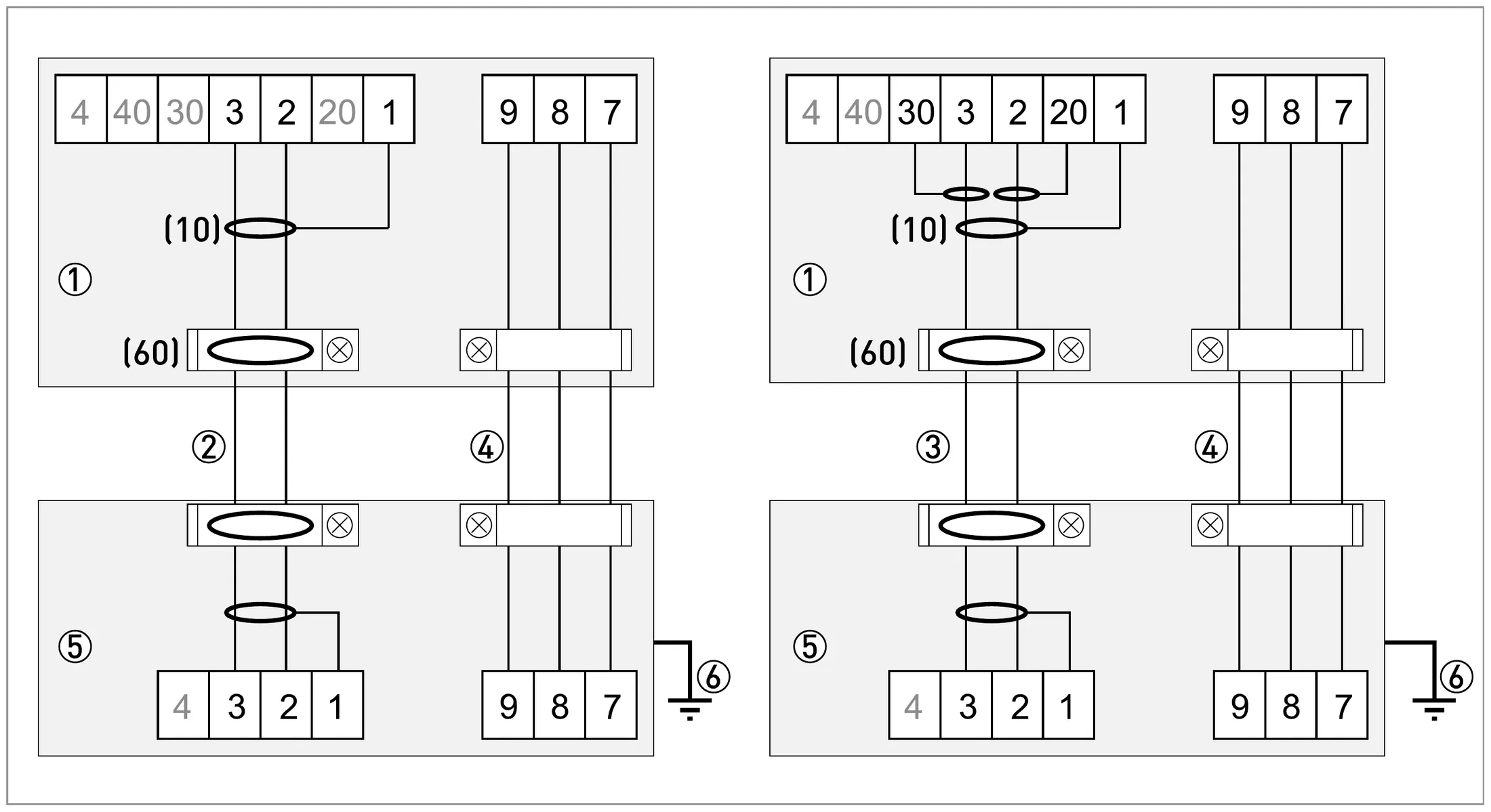 Connection diagram for flow sensor – field housing (F)