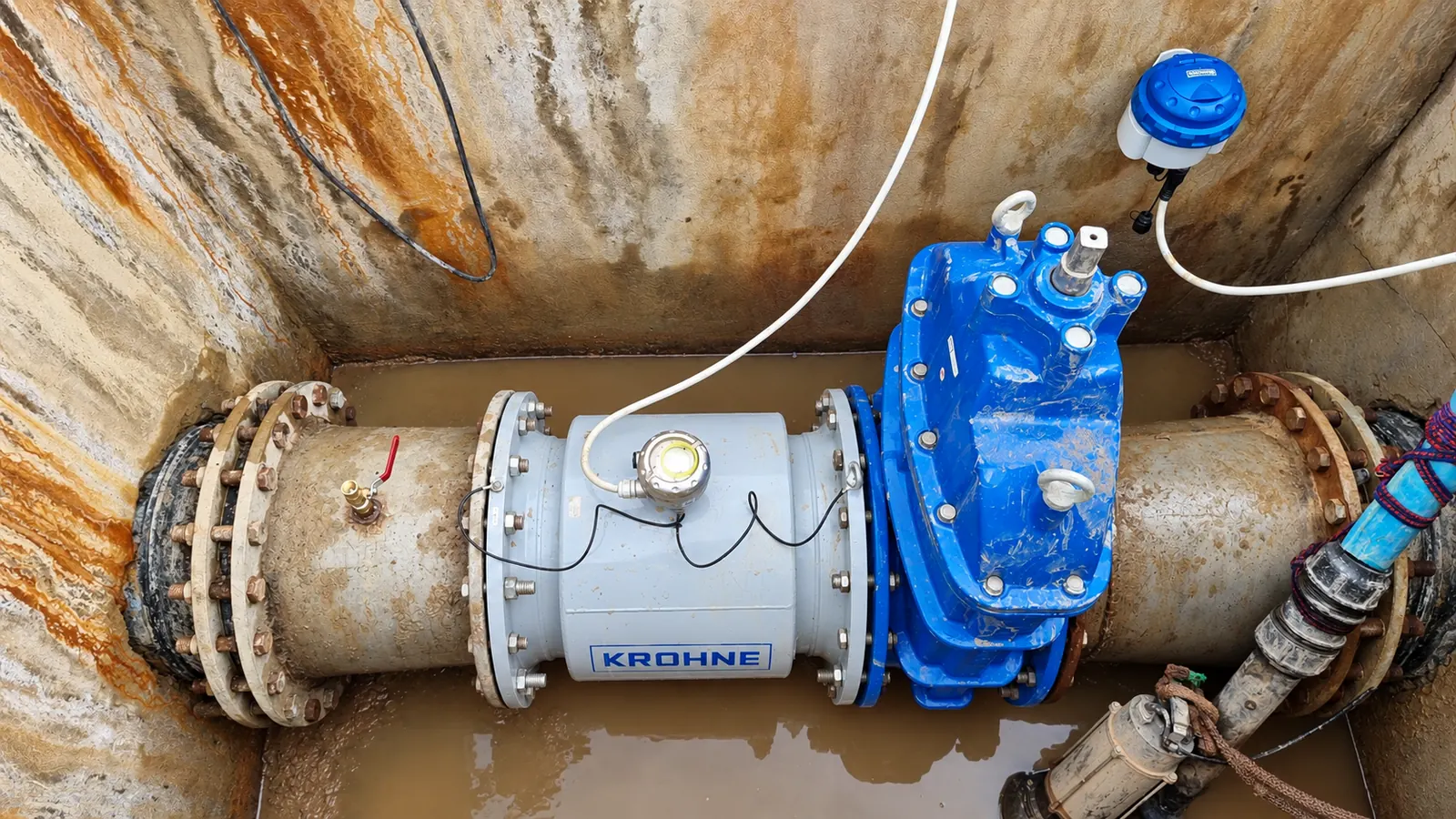 Nhìn từ trên – lắp hoàn thiện trong hố van – Lắp hoàn thiện trong hố van – KROHNE WATERFLUX 3070