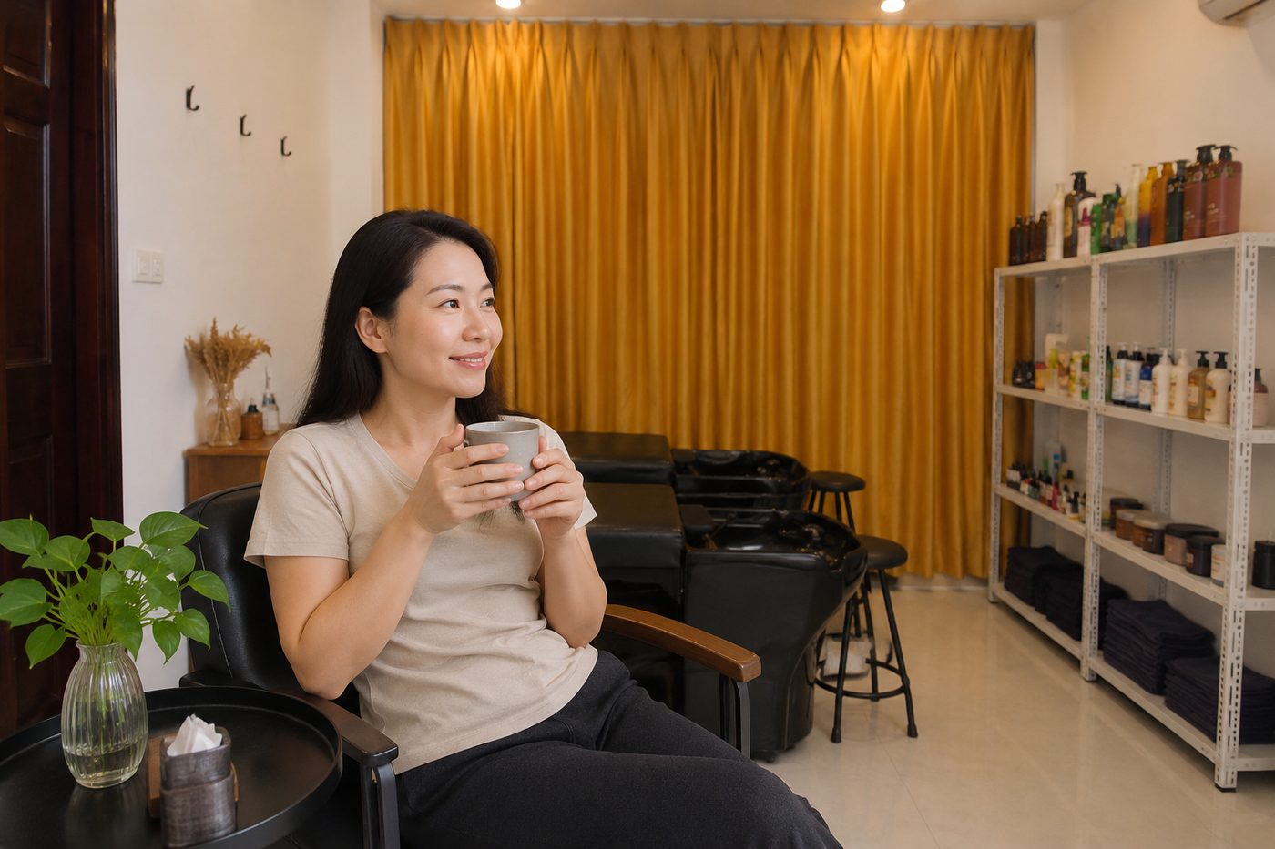 Khách thư giãn và nghỉ nhẹ sau khi sử dụng dịch vụ tại Minh Hòa