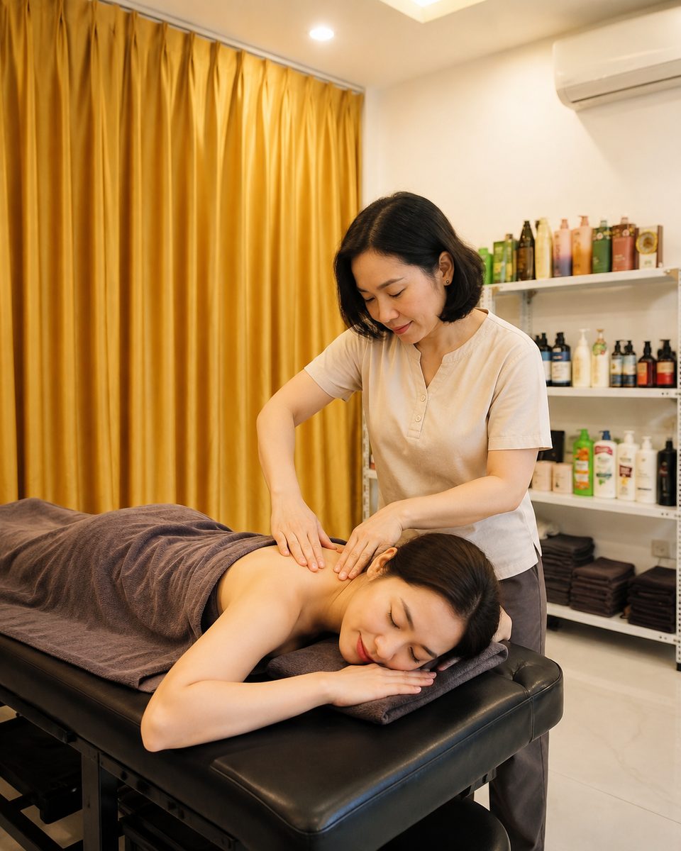 Massage cổ vai gáy nhẹ nhàng tại Minh Hòa Định Công