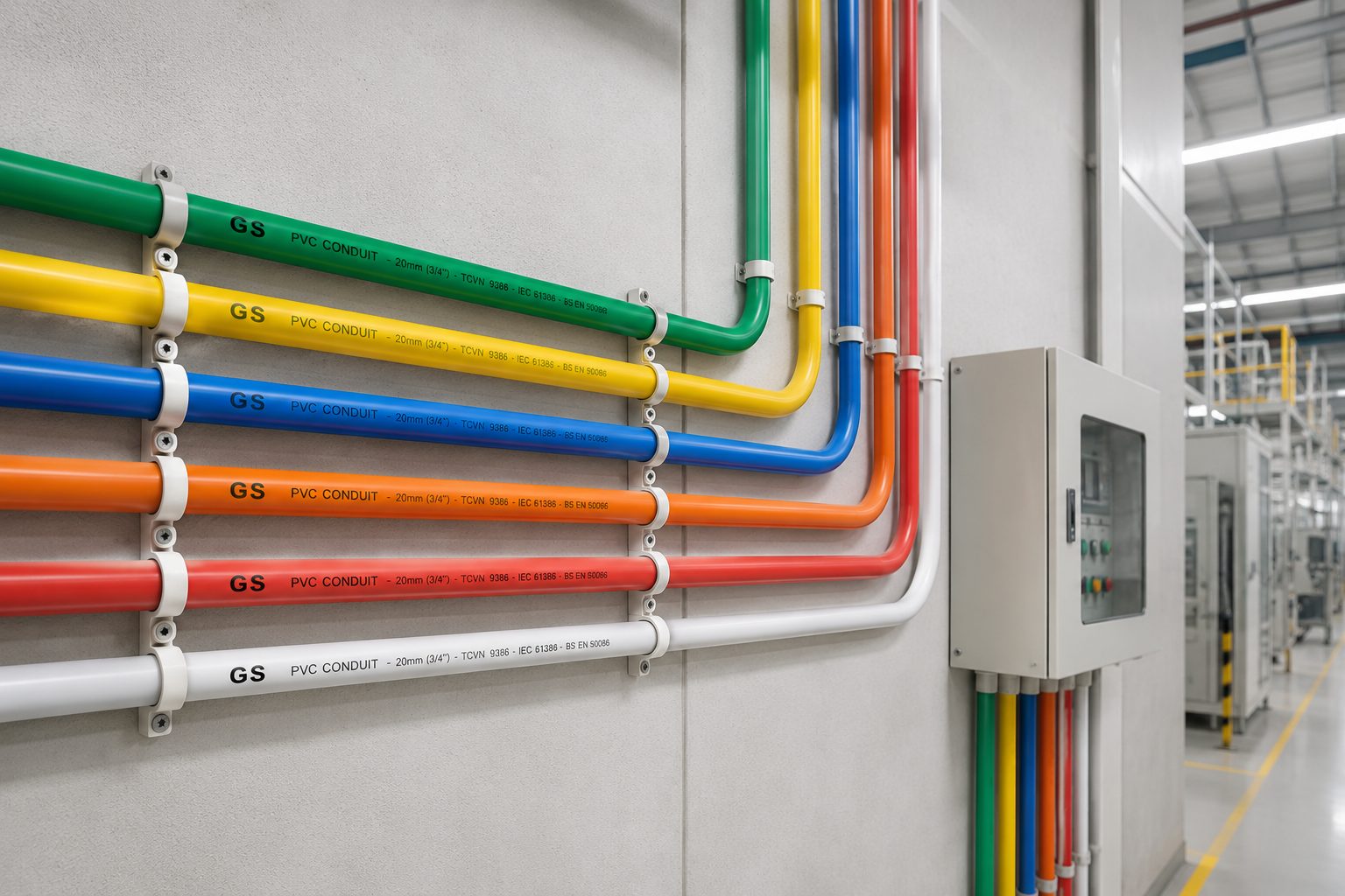 Ống PVC Conduit GS đi nổi trong nhà máy