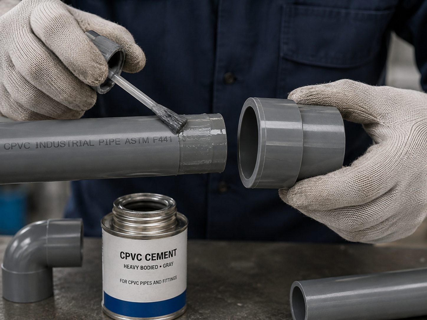 Thi công dán keo dung môi cho mối nối ống CPVC công nghiệp theo ASTM F493