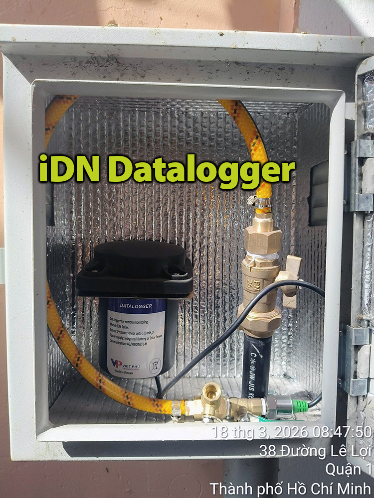 iDN Datalogger lắp đặt thực tế trong tủ điểm đo có đường lấy áp tại TP.HCM