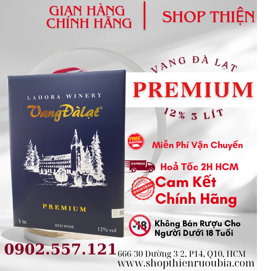 Vang Đà Lạt Premium Đỏ 12% 3 Lít