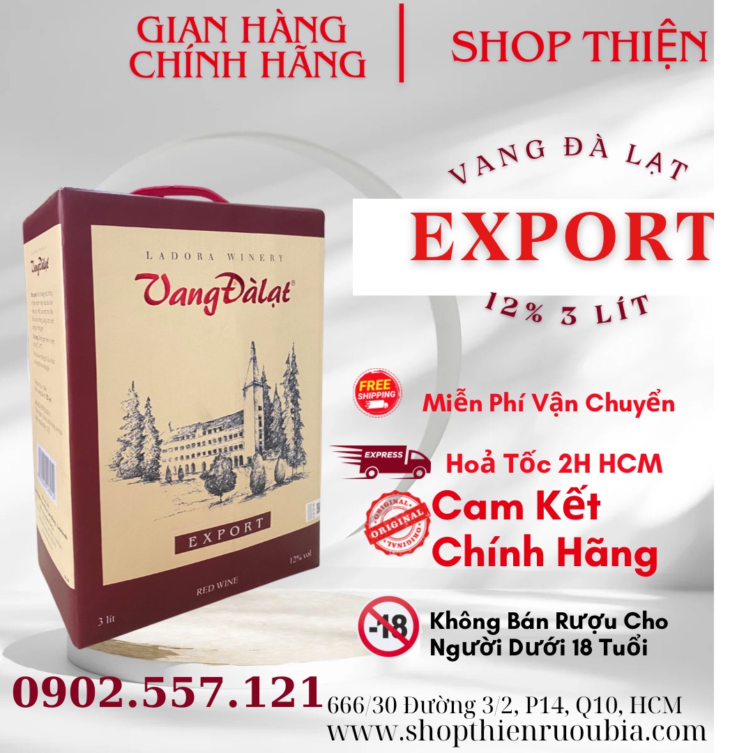Vang Đà Lạt Export Đỏ 12% 3 Lít
