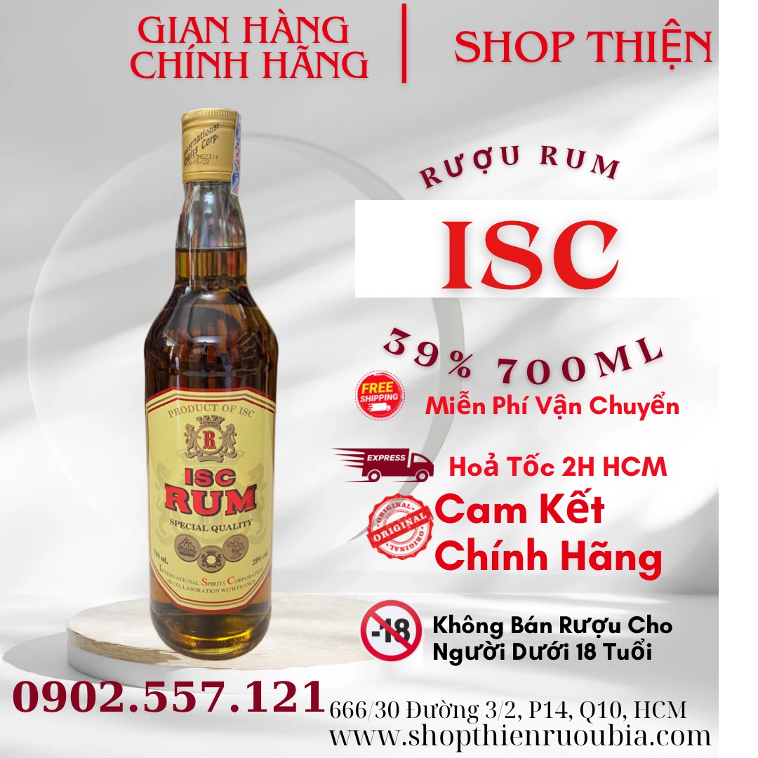 Rượu RUM ISC 39% 700ml