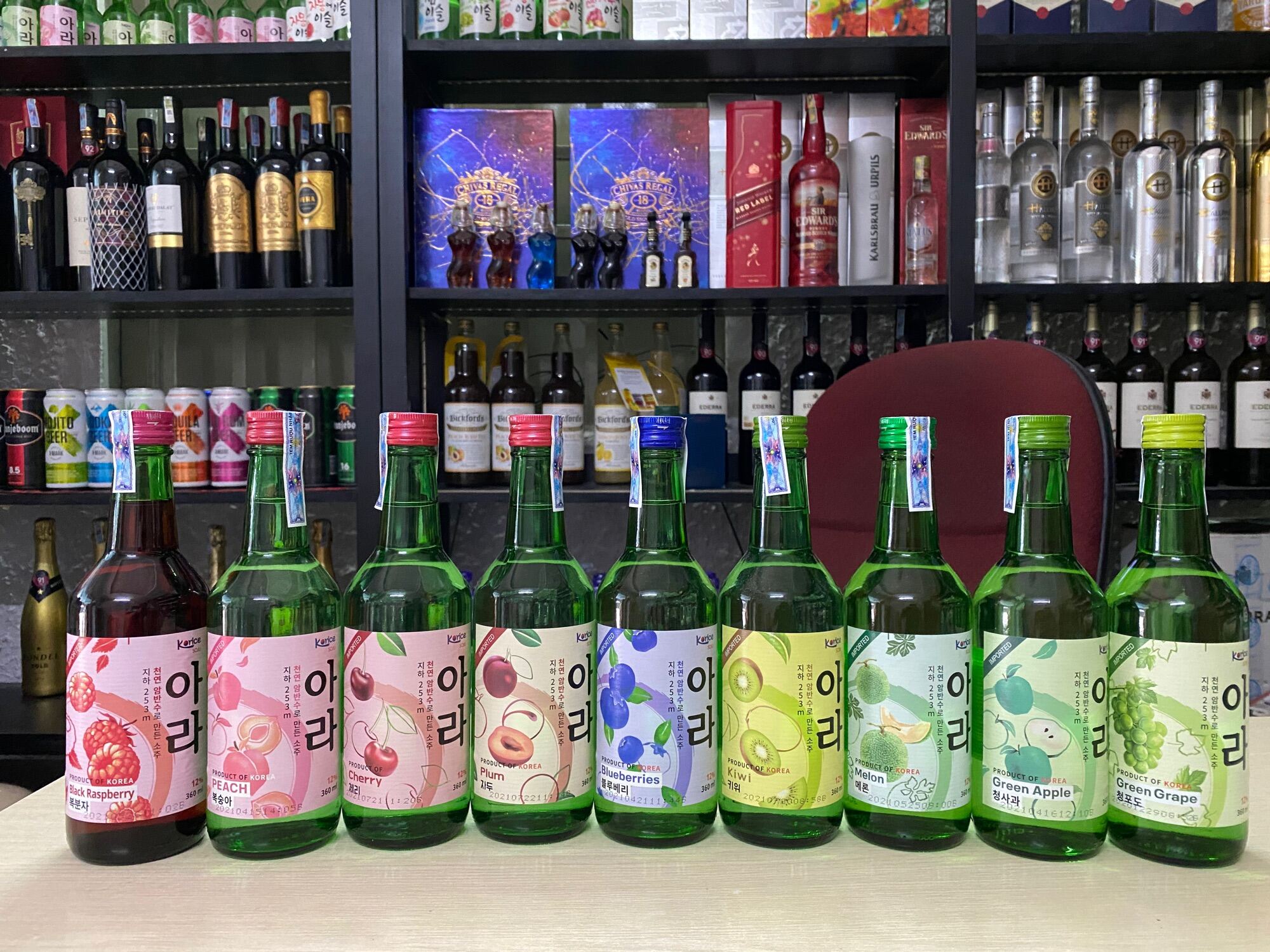 1 thùng mix 10 vị So.ju Hàn Quốc Korice 360ml x 20 chai
