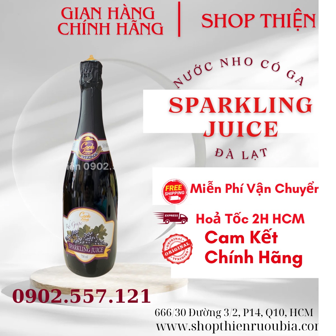 Nước Trái Cây Đà Lạt  Sparkling Juice Red Grape 750ml- Nho Đỏ