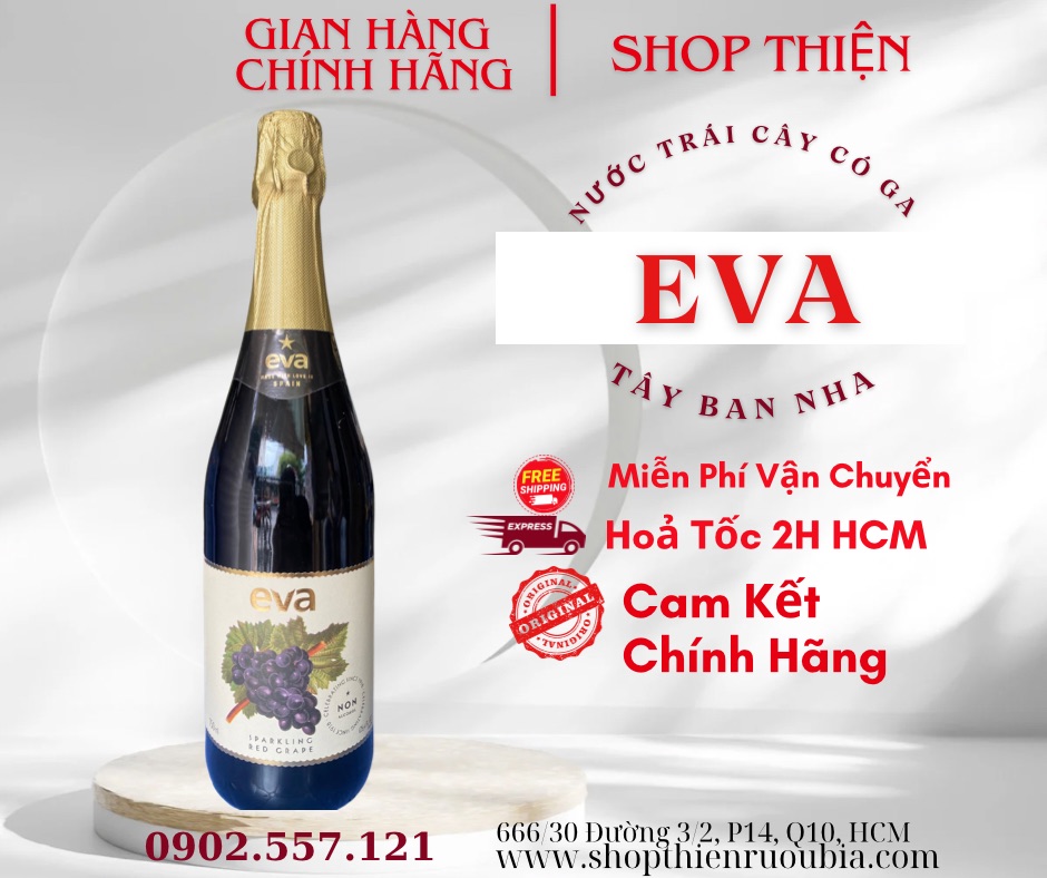 Nước Trái Cây Tây Ban Nha EVA Sparkling Red Grape 750ml-Vị Nho Đỏ