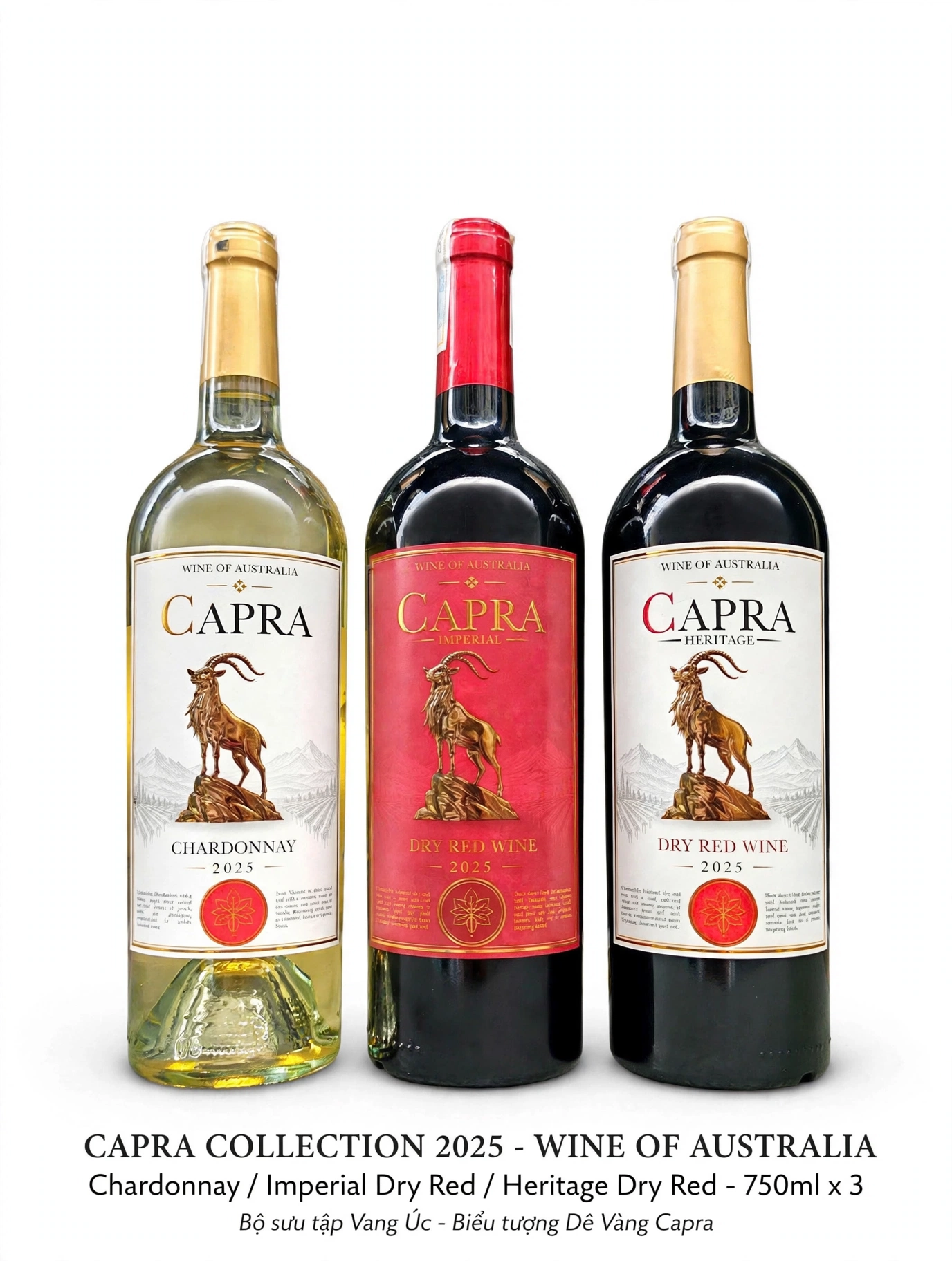 Vang Úc Con Dê CAPRA 2025 - Chardonnay, Imperial, Heritage - Quà Biếu Sang
