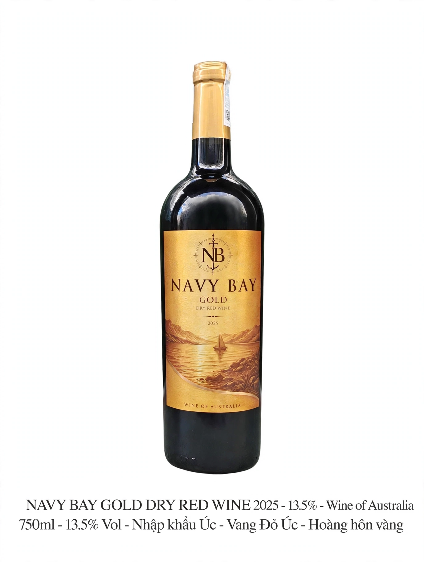 Vang Đỏ Úc NAVY BAY GOLD Dry Red Wine 2025 13.5% - Hoàng Hôn Vàng Sang Trọng