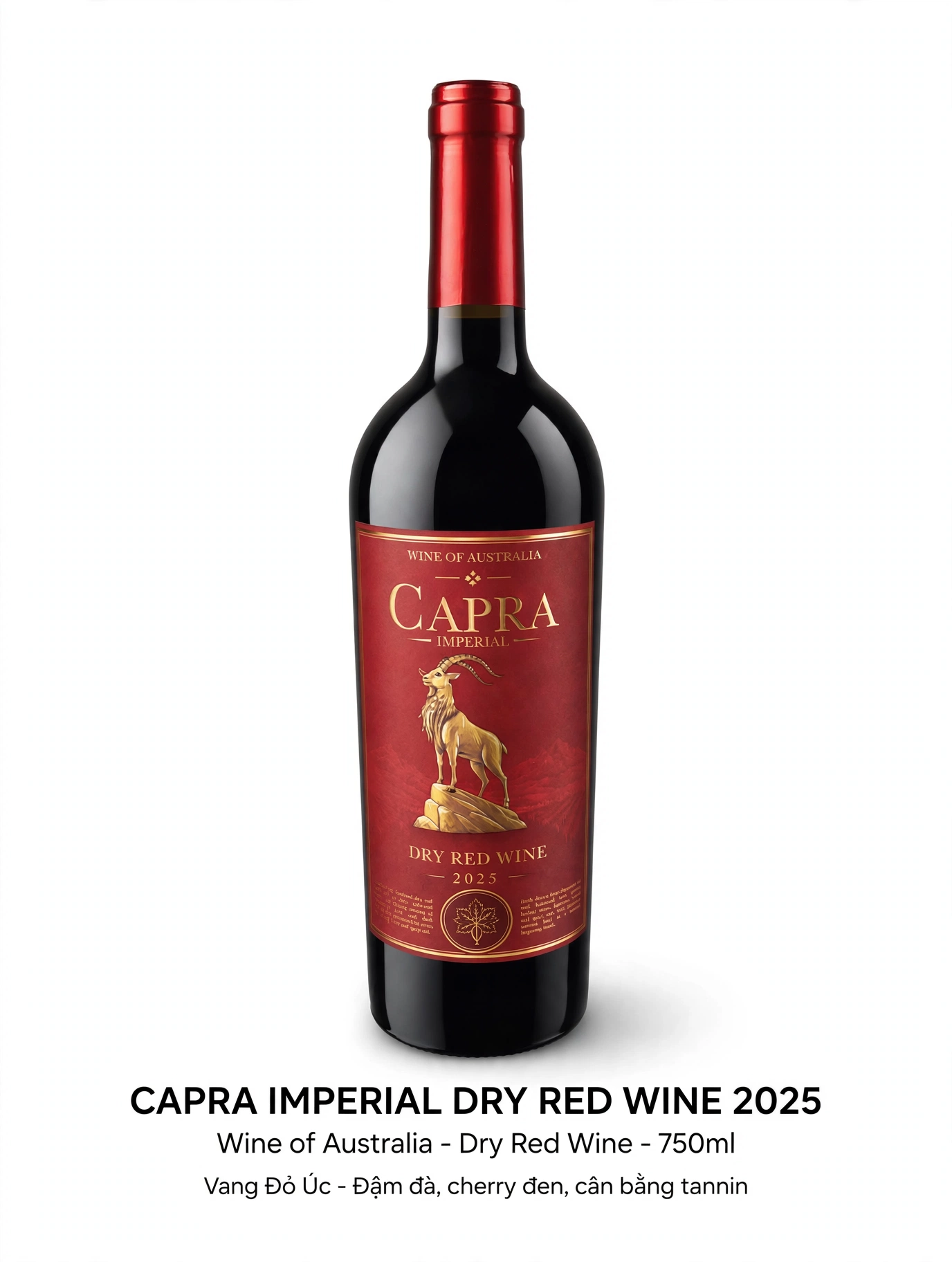 Vang Đỏ Úc CAPRA Imperial Dry Red Wine 2025 - Nhãn Đỏ 750ml