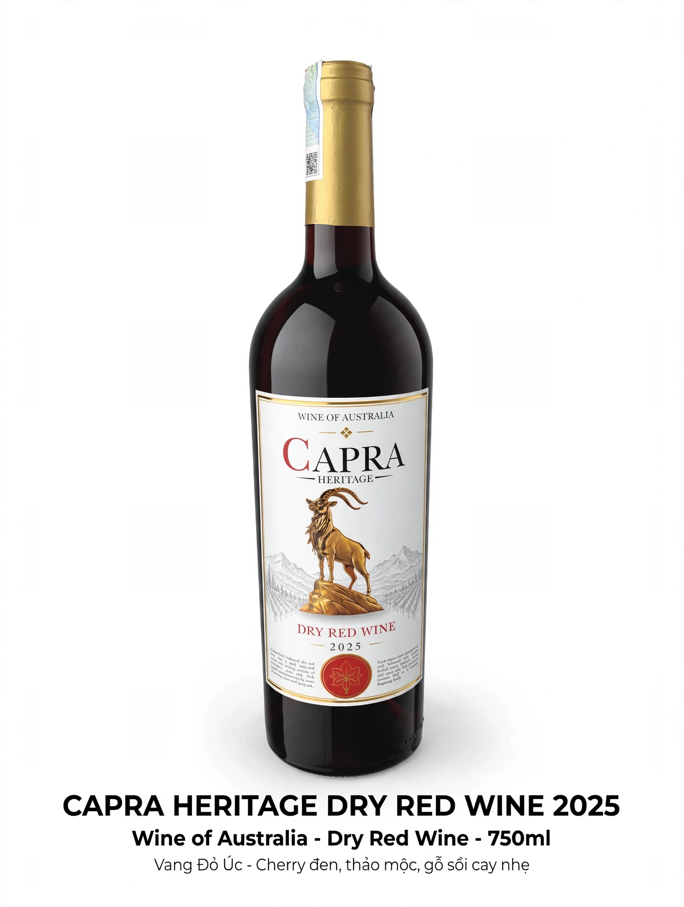 Vang Đỏ Úc CAPRA Heritage Dry Red Wine 2025 - Nhãn Trắng Cao Cấp