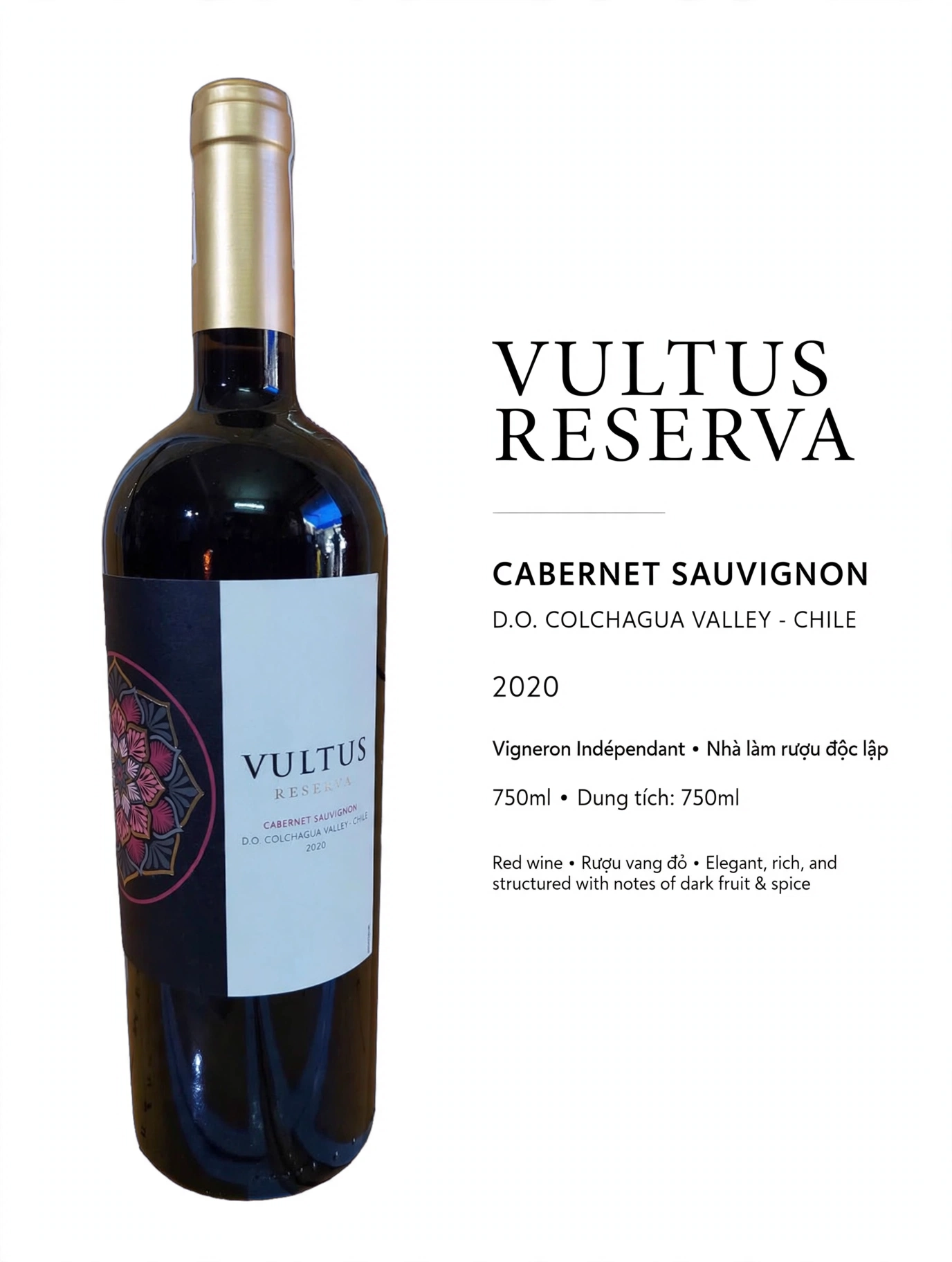 Rượu Vang Đỏ Vultus Reserva Cabernet Sauvignon 2020 - Chile D.O. Colchagua Valley
