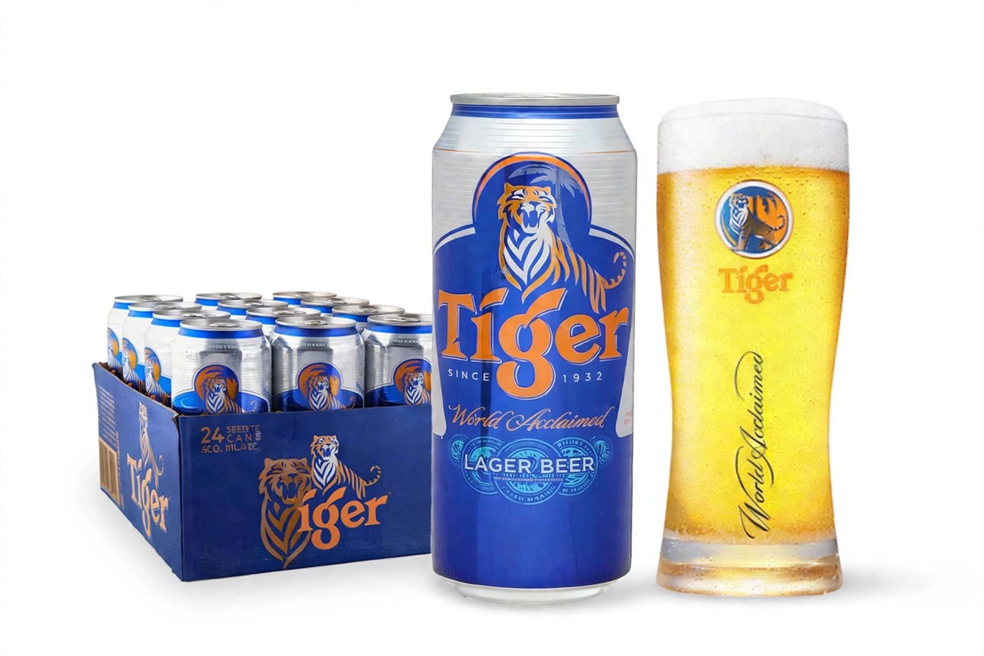 Bia Tiger Xanh 500ml - Thùng 24 Lon - Nhập Khẩu Hà Lan 100% - Lager 4.7%