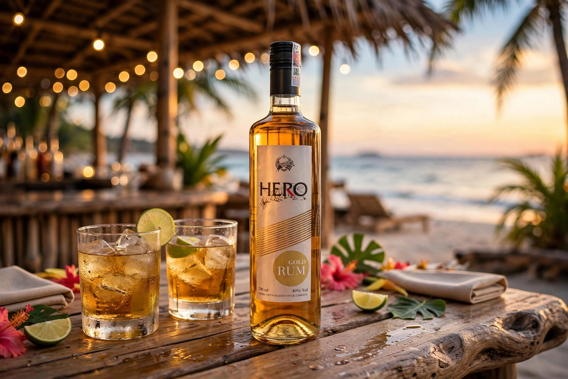 Rum Vàng HERO GOLD RUM 700ml 40% Vol - Rượu Mạnh Chính Hãng HERO Vietnam