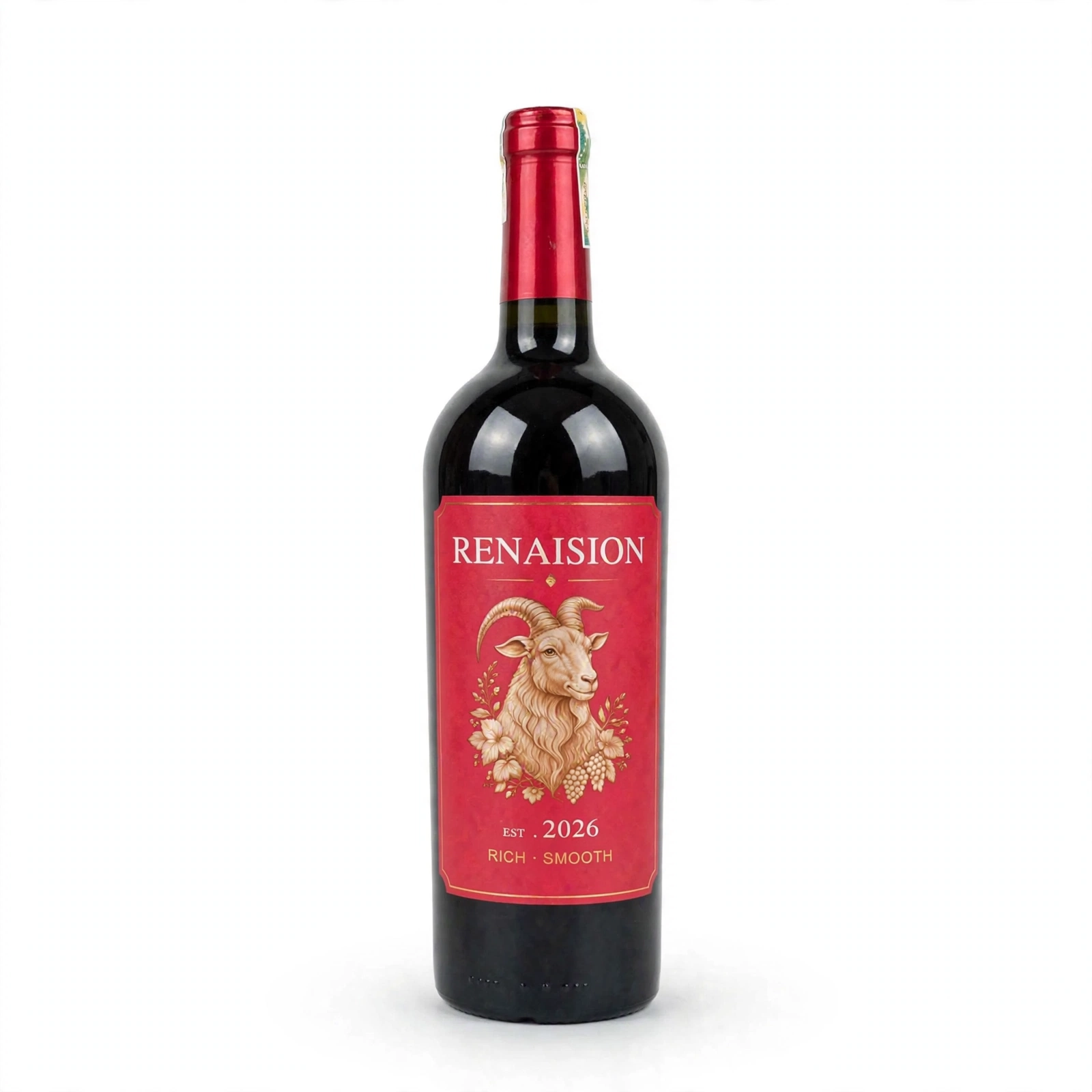 Vang Đỏ Renaision Nhãn Đỏ EST 2026 Rich Smooth - Vang Đầu Dê 750ml - Vị Đậm Êm Hậu Ngọt - Quà Biếu Tết Sang Trọng