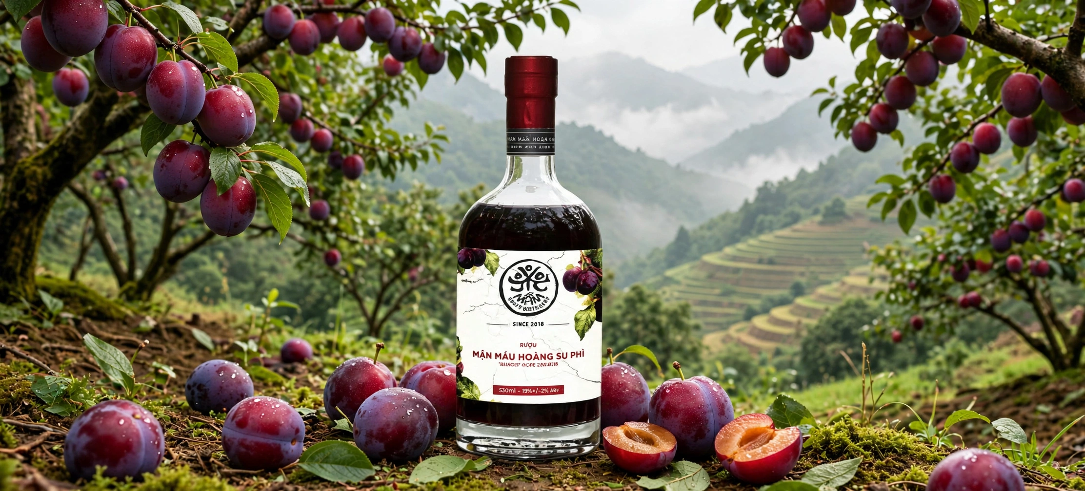 Rượu Mận Máu Hoàng Su Phì MẦM Craft Distillery 530ml 19% - Rượu Mận Hà Giang Thủ Công