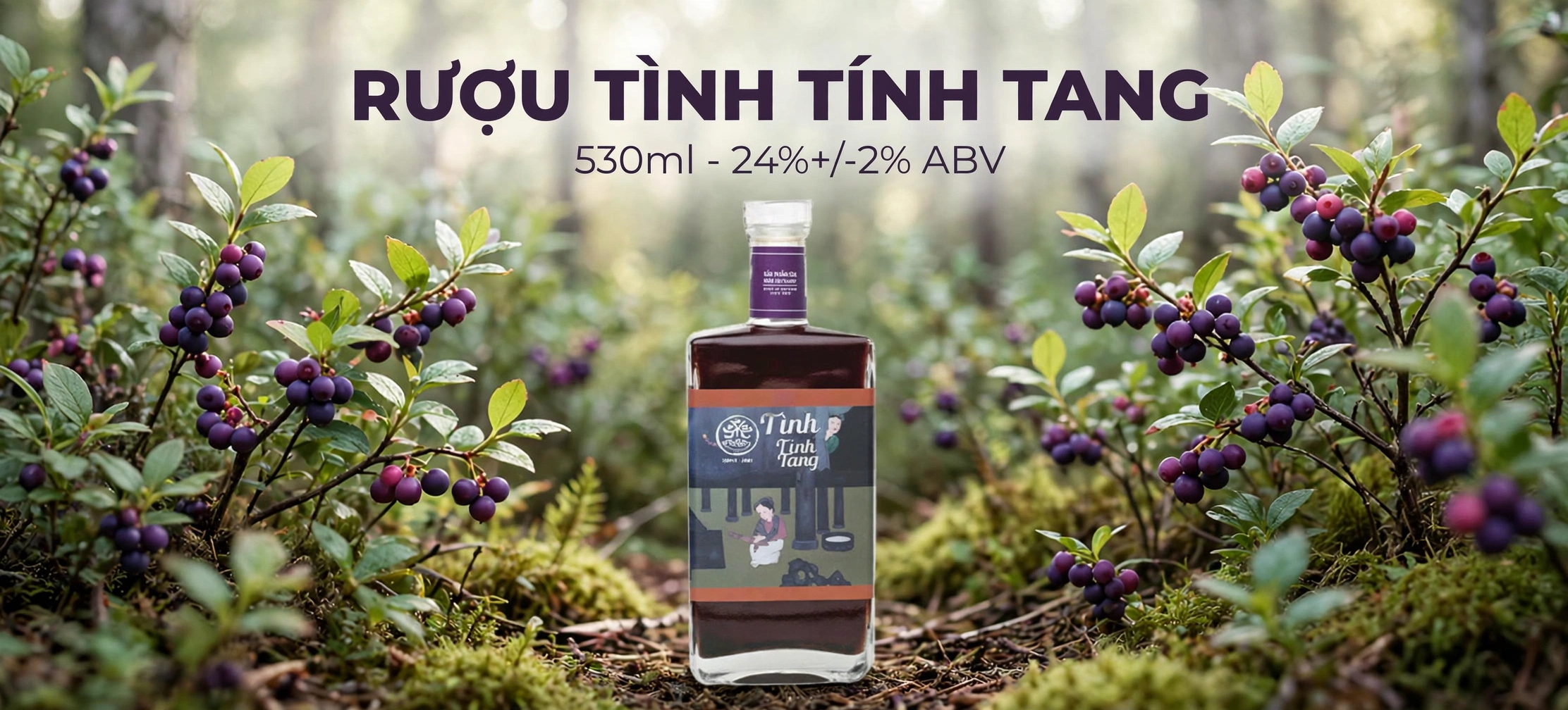 Rượu Tình Tính Tang 530ml 24% - Rượu Sim Rừng Ngâm Cacao và Vỏ Chanh Giấy