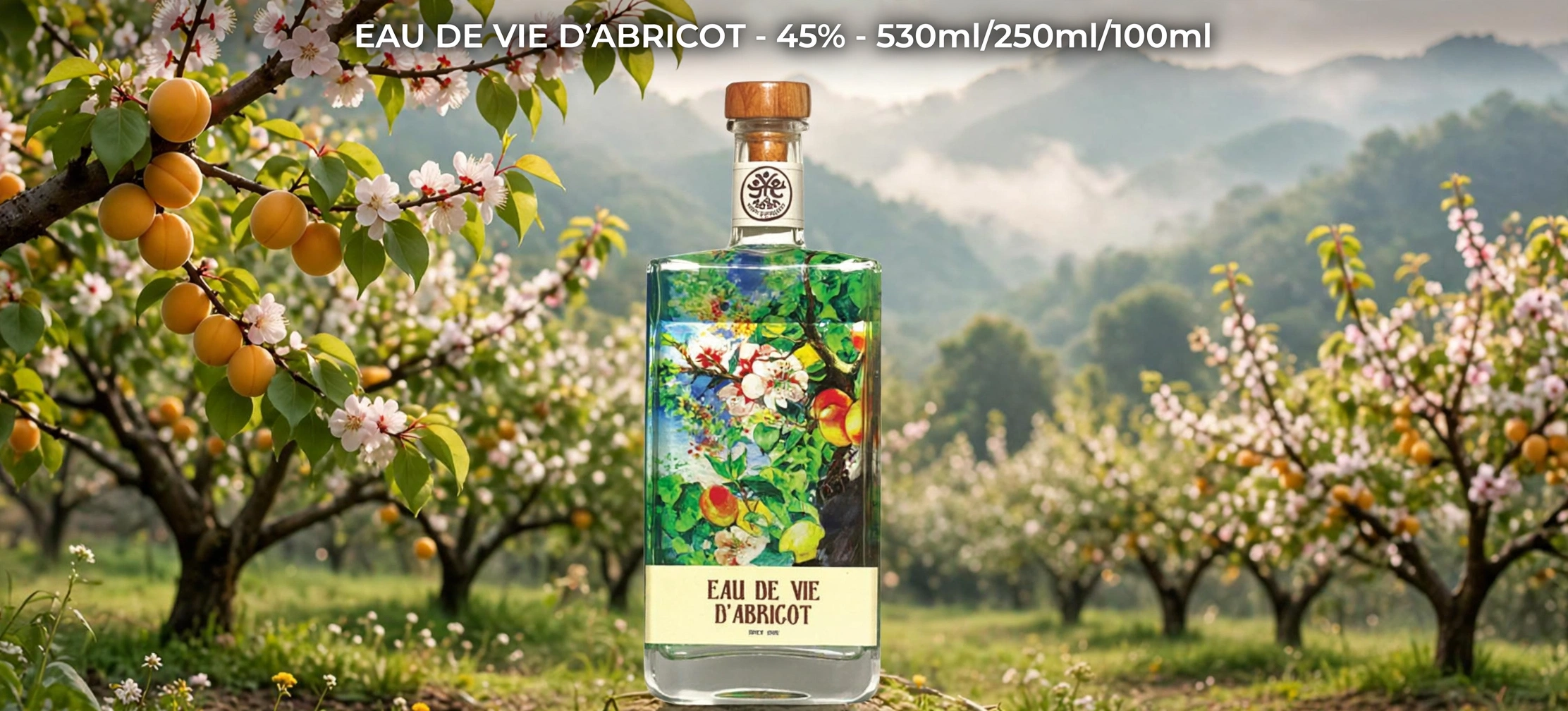Rượu Mơ Eau De Vie D'Abricot 45% 530ML - Tinh Chất Mơ Mộc Châu - Rượu Mạnh Thủ Công