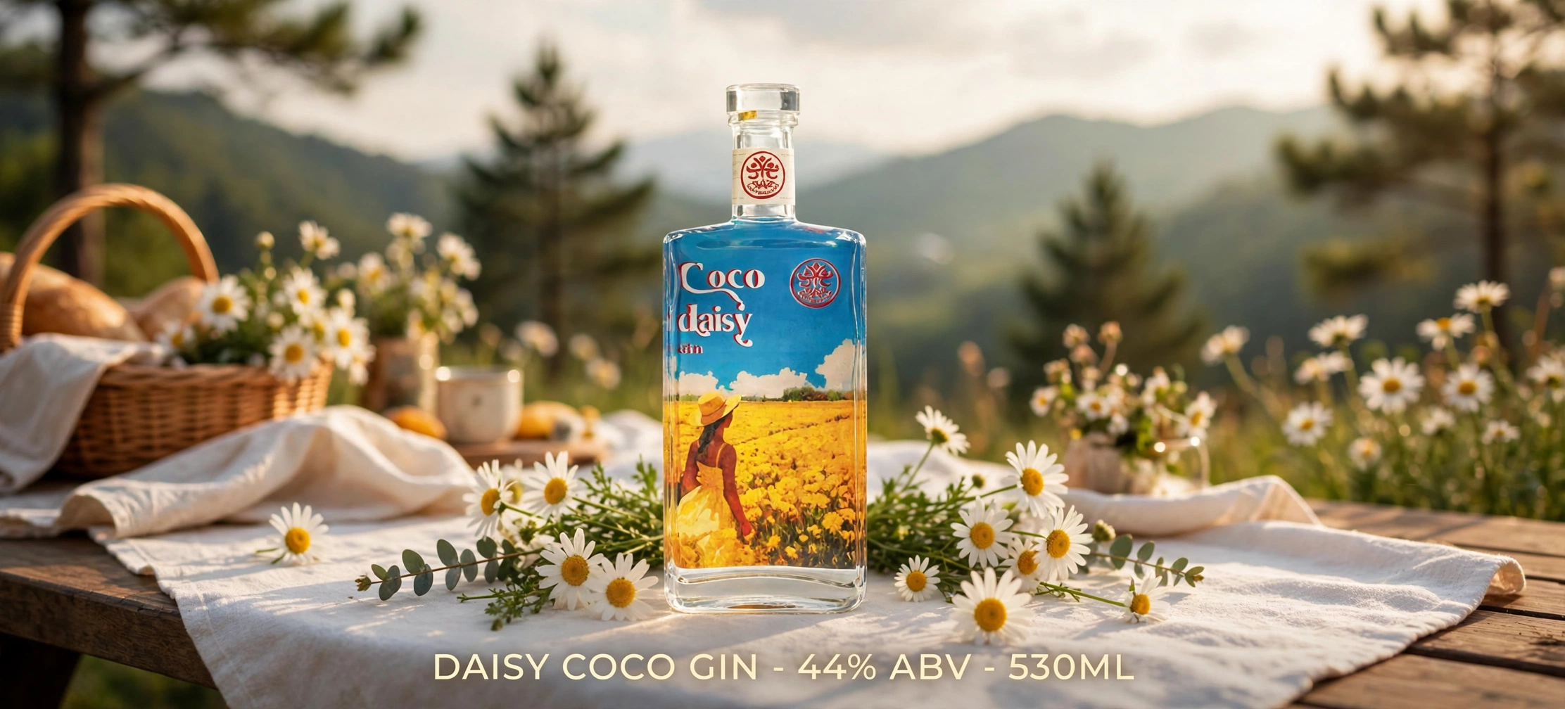 Rượu Daisy Coco Gin 44% 530ML - Gin Hoa Cúc Chi Đà Lạt - Craft Gin Thủ Công