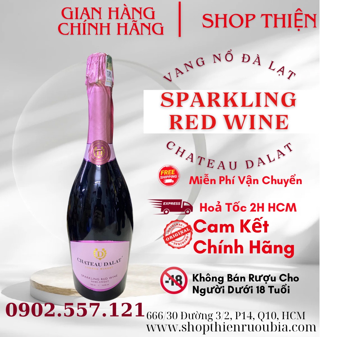 Vang Nổ Đỏ Đà Lạt Champgne Chateau Dalat Sparkling Red 750ml