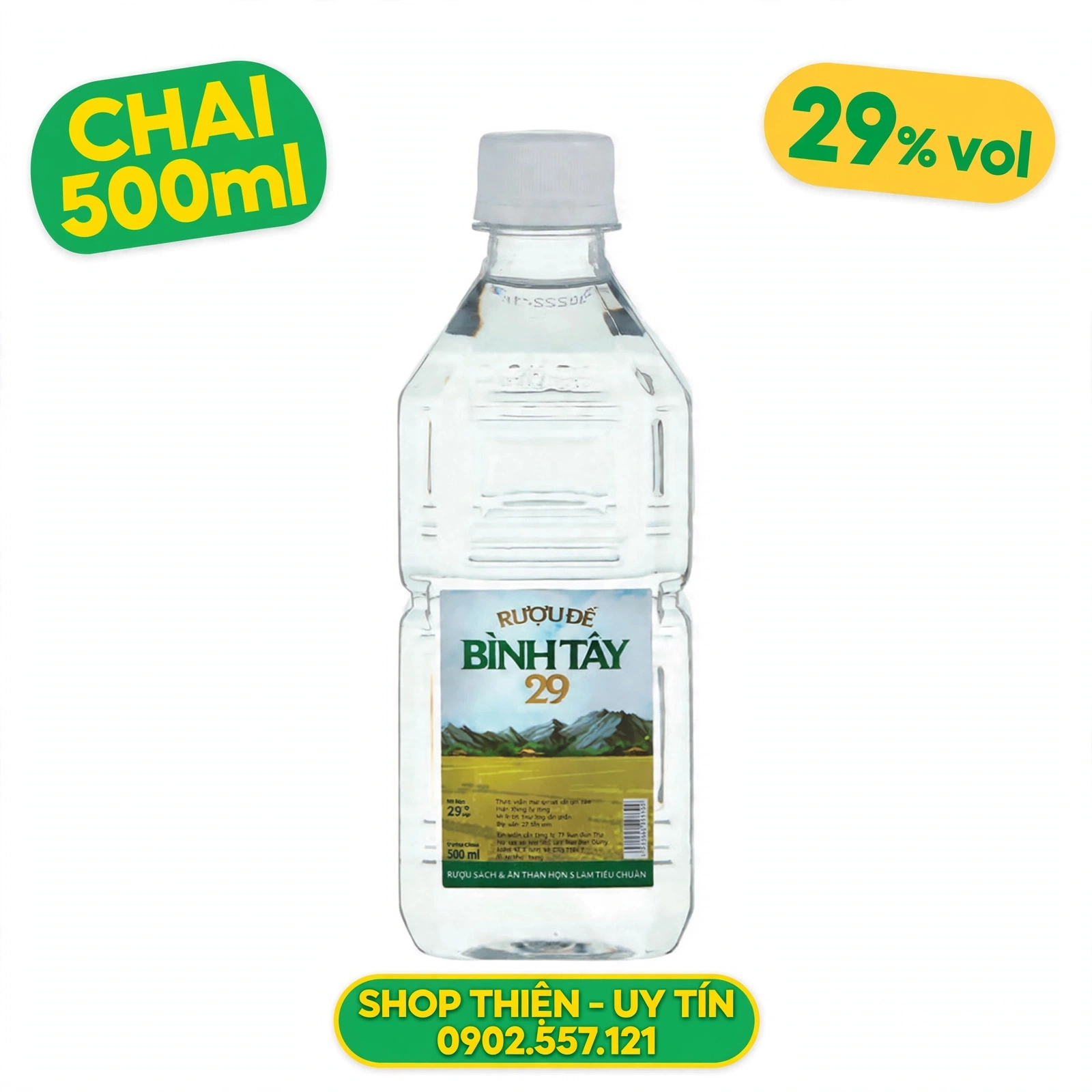Rượu Đế Bình Tây 29 Chai 500ml 29% Vol - Rượu Gạo Truyền Thống Chính Hãng